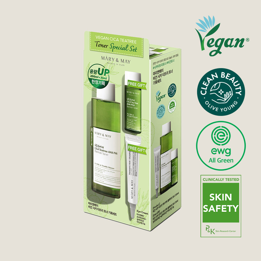 Vegan CICA Tea Tree Toner Special Set (200ml+30ml+Eye cream 12g)